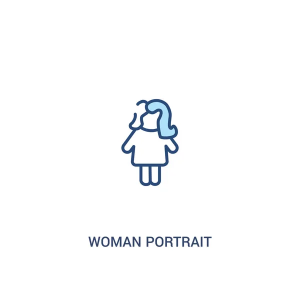 Mulher retrato conceito 2 ícone colorido. elemento de linha simples illus — Vetor de Stock
