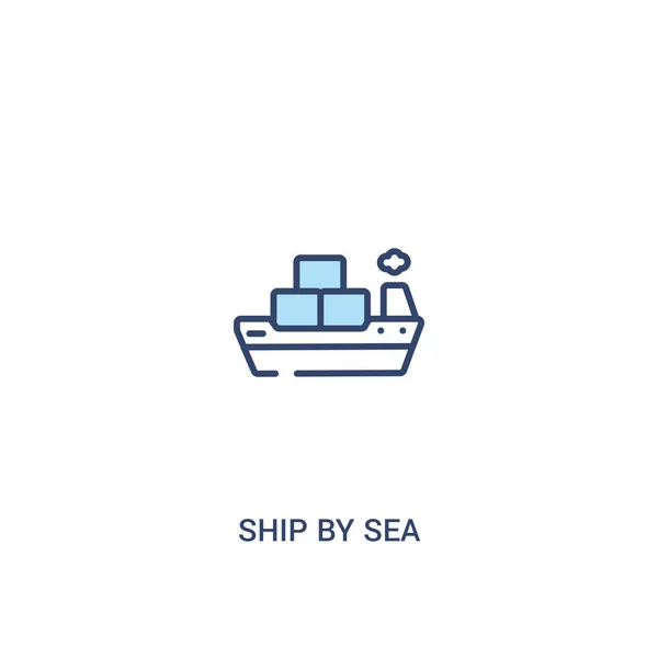 Deniz kavramı 2 renkli simgesi ile gemi. basit çizgi elemanı illustra — Stok Vektör