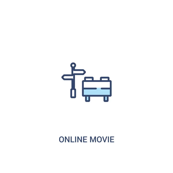 Online-Filmkonzept 2 farbiges Symbol. einfaches Linienelement illustr — Stockvektor