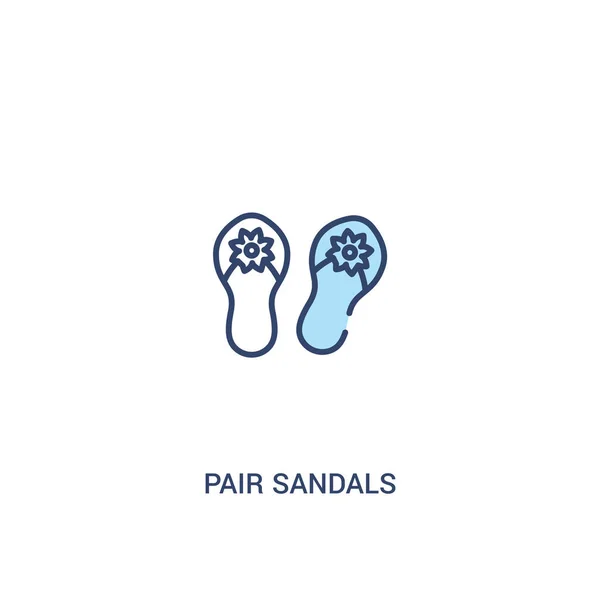 Par sandálias conceito 2 ícone colorido. elemento de linha simples illustr —  Vetores de Stock