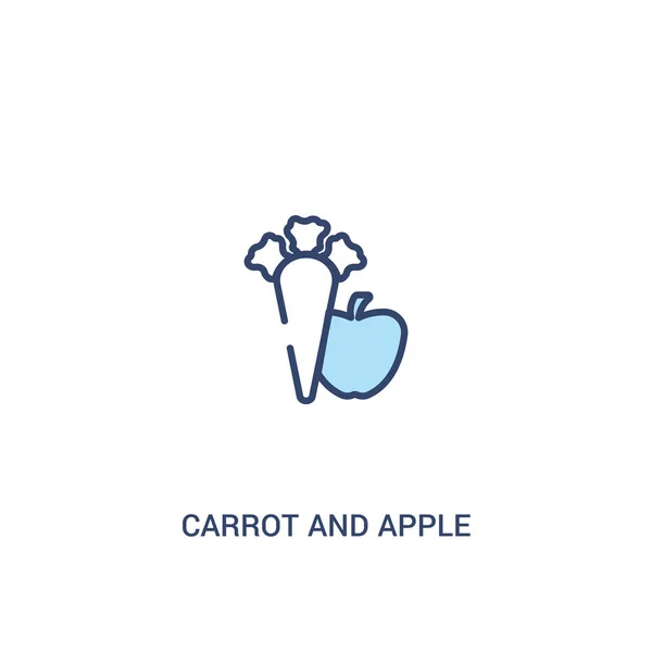 Karotte und Apfel Konzept 2 farbiges Symbol. einfaches Linienelement krank — Stockvektor