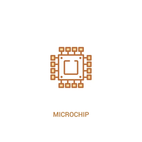 Konsep microchip 2 ikon berwarna. ilustrasi elemen garis sederhana - Stok Vektor