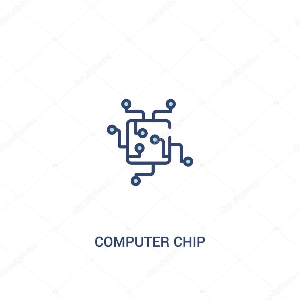 Computer chip concept 2 colored icon. simple line element illustration. outline blue computer chip symbol. can be used for web and mobile ui/u