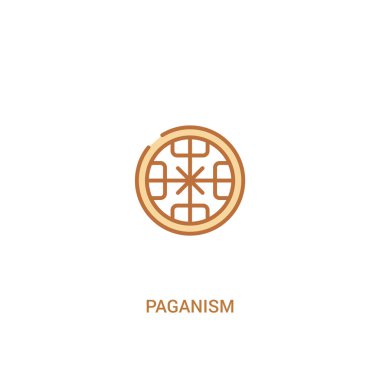 paganizm kavramı 2 renkli simge. basit çizgi elemanı illustratio