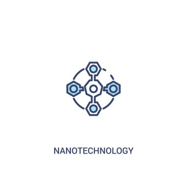 nanoteknoloji kavramı 2 renkli simge. basit çizgi elemanı illus