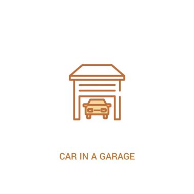 bir garaj konsepti araba 2 renkli simgesi. basit çizgi elemanı illu