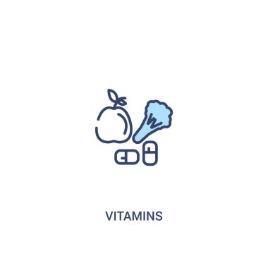 vitaminler kavramı 2 renkli simge. basit çizgi elemanı illustratio