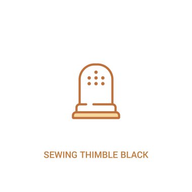 dikiş thimble siyah varyant kavramı 2 renkli simgesi. basit çizgi
