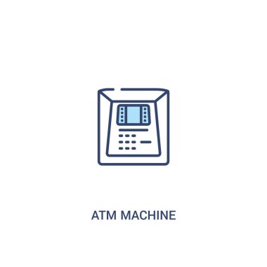 atm makine kavramı 2 renkli simge. basit çizgi elemanı illustra
