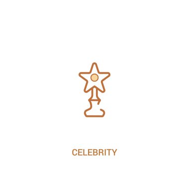 ünlü kavramı 2 renkli simgesi. basit satır elemanı illustrati