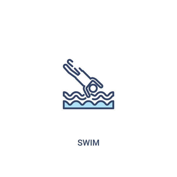 Schwimmkonzept 2 farbiges Symbol. einfache Linienelemente-Illustration. o — Stockvektor