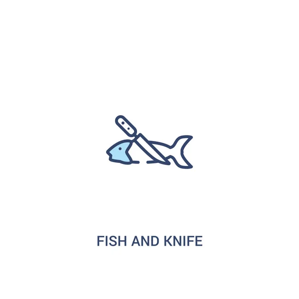 Fisch und Messer Konzept 2 farbiges Symbol. einfaches Linienelement illus — Stockvektor