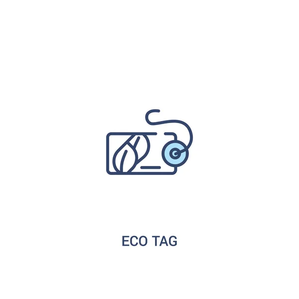 Koncepcja eko-tagu 2 kolorowa ikona. Prosta ilustracja elementu linii — Wektor stockowy