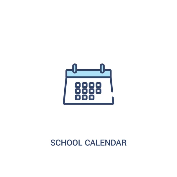 Conceito de calendário escolar 2 ícone colorido. elemento de linha simples illu — Vetor de Stock