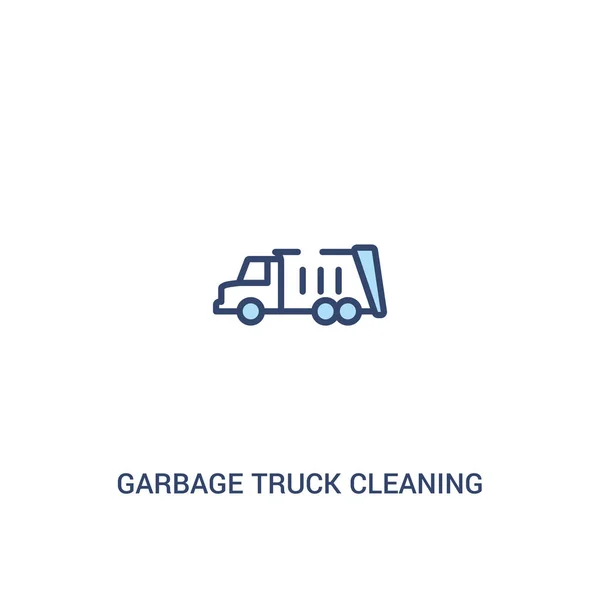 Sampah truk membersihkan konsep 2 ikon berwarna. elemen baris sederhana - Stok Vektor