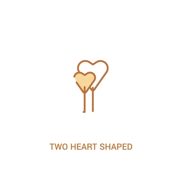 Två Hjärtformade ballonger Concept 2 färgad ikon. enkel linje El — Stock vektor