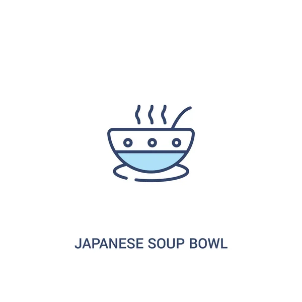 Concept de bol à soupe japonais 2 icône de couleur. élément de ligne simple i — Image vectorielle