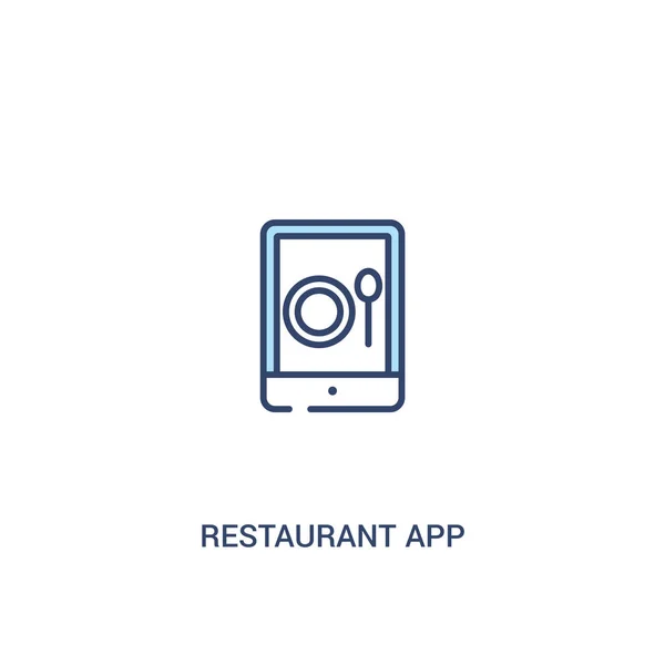 Koncepcja aplikacji restauracji 2 kolorowa ikona. prosty element liniowy Illus — Wektor stockowy