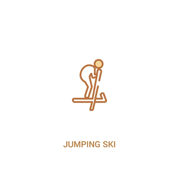 ジャンプスキーコンセプト2色のアイコン。単純な線要素のイラストレーター — ストックベクタ