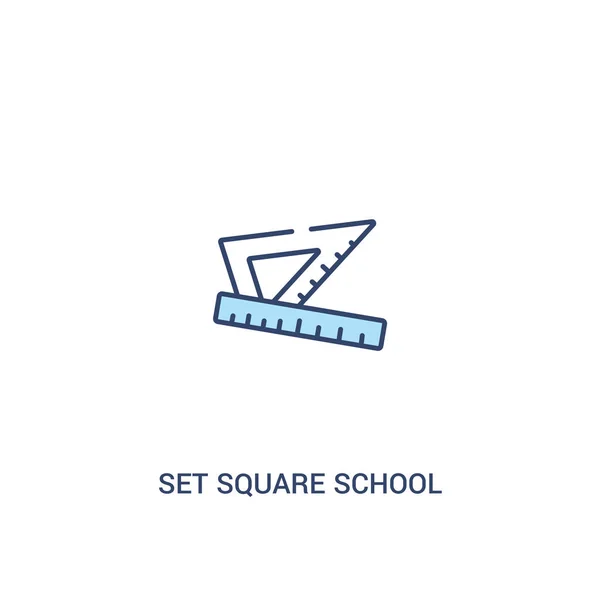 Ställ Square School Tool Concept 2 färgad ikon. enkel linje ele — Stock vektor