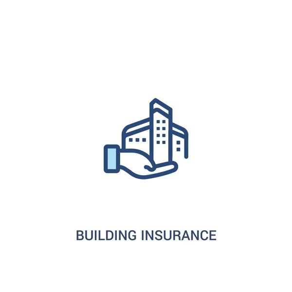 Concept d'assurance bâtiment 2 icône de couleur. élément de ligne simple i — Image vectorielle