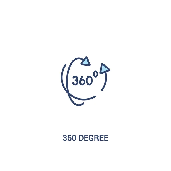 360 derece kavram 2 renkli simge. basit satır öğesi illustrat — Stok Vektör