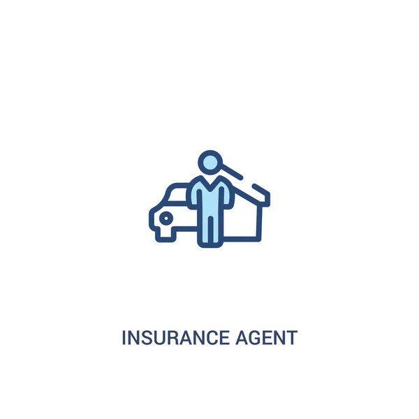 Concept d'agent d'assurance 2 icône de couleur. élément de ligne simple illu — Image vectorielle