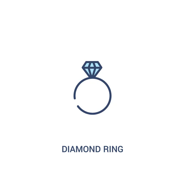 Diamante concetto di anello 2 icona colorata. linea semplice elemento illustr — Vettoriale Stock