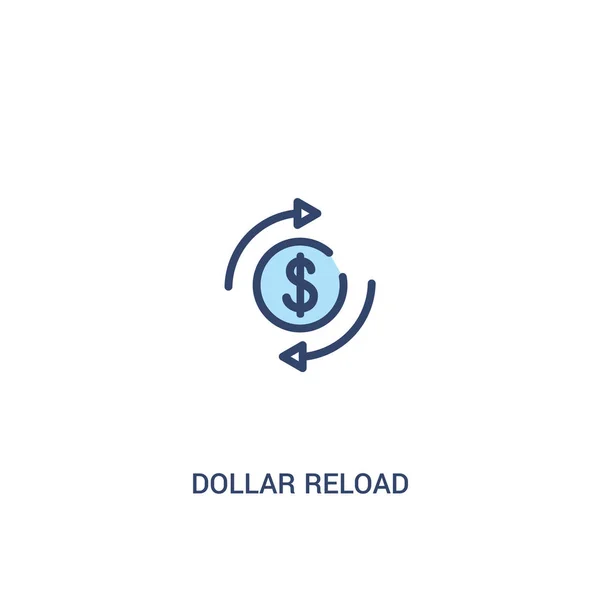 Conceito de recarga dólar 2 ícone colorido. elemento de linha simples illust — Vetor de Stock