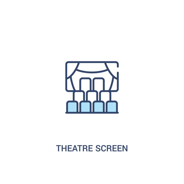 Θέατρο οθόνη 2 έγχρωμο εικονίδιο. απλό στοιχείο γραμμής — Διανυσματικό Αρχείο