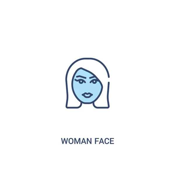 여자 얼굴 개념 2 컬러 아이콘입니다. 단순 선 요소 일러스트레이터 — 스톡 벡터