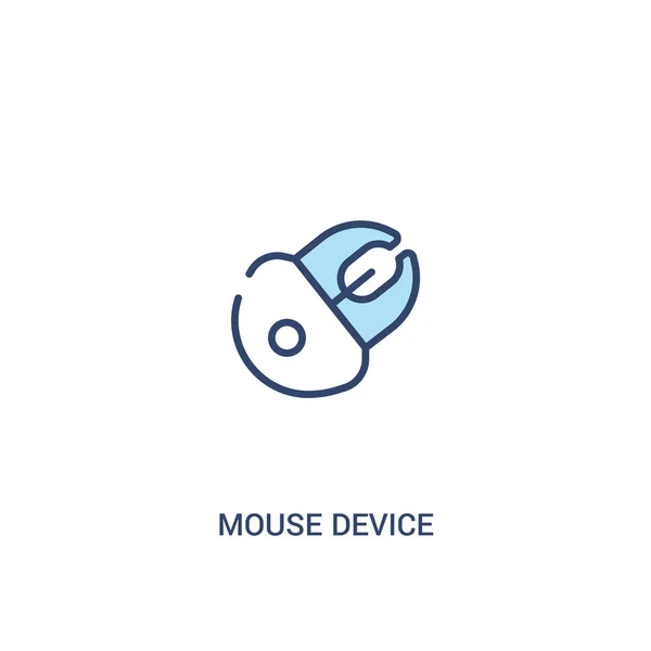 Conceito de dispositivo do mouse 2 ícone colorido. elemento de linha simples illustr — Vetor de Stock