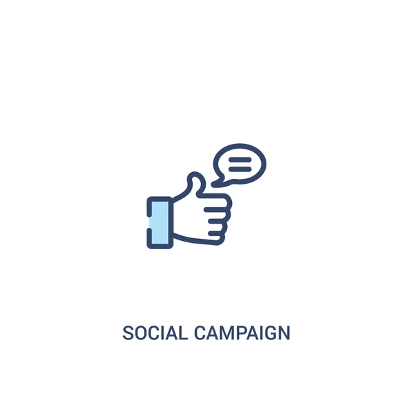 Έννοια της κοινωνικής εκστρατείας 2 έγχρωμο εικονίδιο. απλό στοιχείο γραμμής διάχυσης — Διανυσματικό Αρχείο