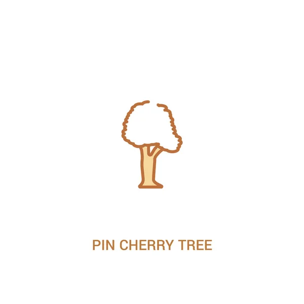 Pin cherry tree concept 2 colored icon. simple line element illu — Stock Vector