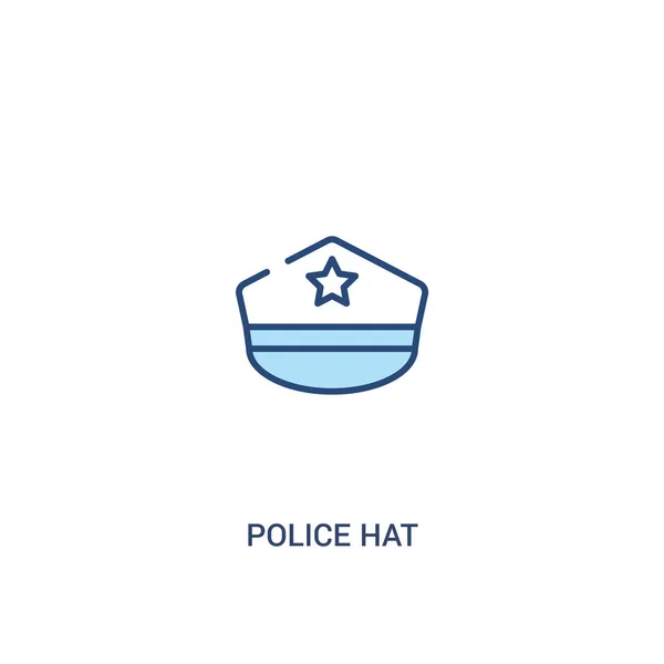 Concepto de sombrero de policía 2 icono de color. elemento de línea simple illustrat — Vector de stock