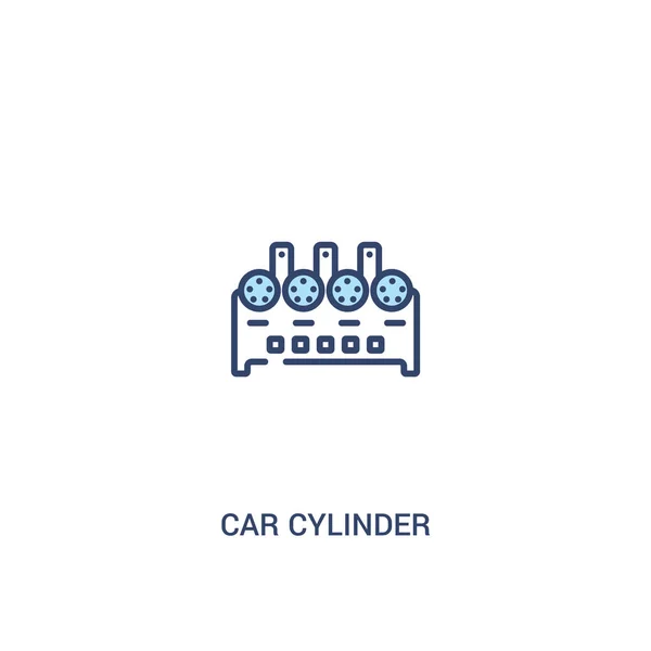 Concepto de cilindro de coche 2 icono de color. elemento de línea simple illustr — Vector de stock