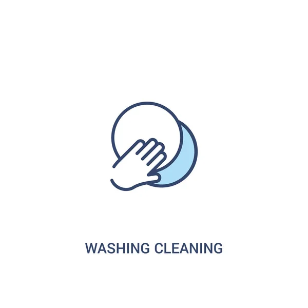 Concept de nettoyage de lavage 2 icône de couleur. élément de ligne simple mal — Image vectorielle