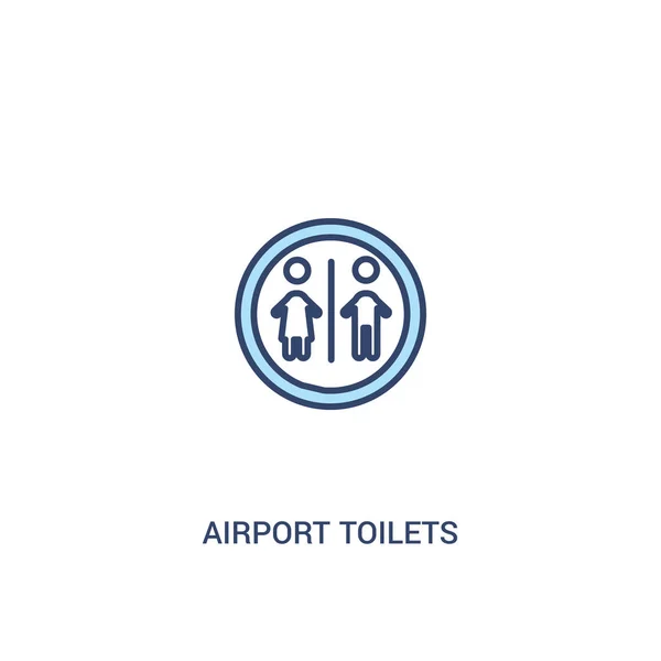 Toilettes de l'aéroport concept 2 icône de couleur. élément de ligne simple illu — Image vectorielle