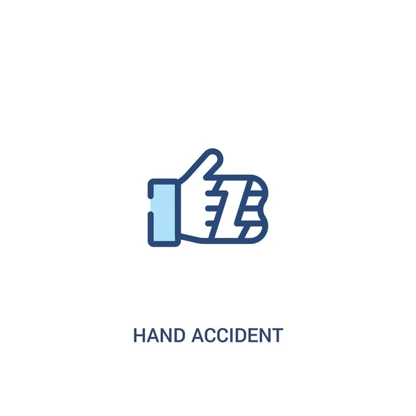 Conceito de acidente de mão 2 ícone colorido. elemento de linha simples illust — Vetor de Stock