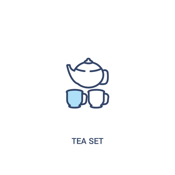 Set da tè concetto 2 icona colorata. illustrazione semplice degli elementi di linea — Vettoriale Stock