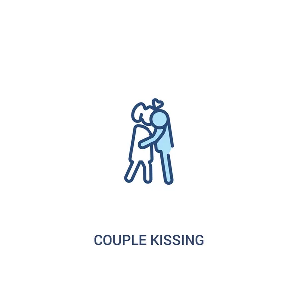 Пара поцелуев концепция 2 цветной значок. Простой линейный элемент. — стоковый вектор