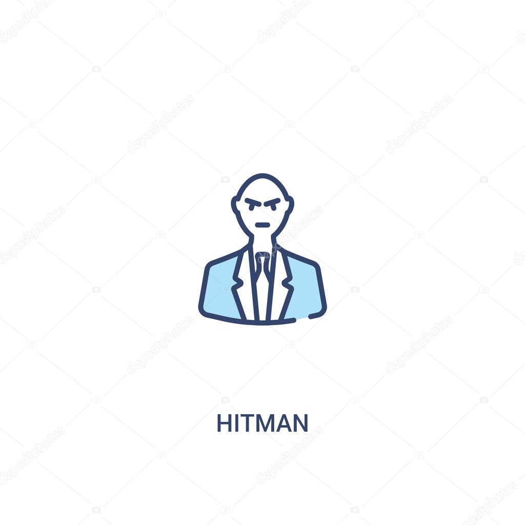 Hitman concept 2 colored icon. simple line element illustration. outline blue hitman symbol. can be used for web and mobile ui/u