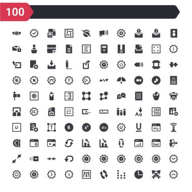 100 ui simgeleri kadar chevron, pasta grafik organizasyonu, çizgi nokta grafik, güncelleme okları, abc öğe grafiği, imleç ok, sağ düğme, üst düğme, yukarı ve aşağı ok gibi ayarlayın