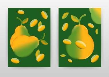 Yıllık rapor, broşür, f için 3d yeşil sarı armut meyve tasarımı