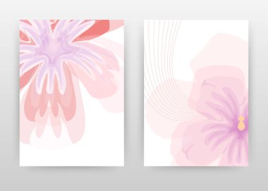 Yıllık rapor için kırmızı, pembe çiçek yaprakları ve dalgalı çizgiler tasarımı