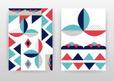 Yıllık rapor için geometrik kırmızı mavi siyan şekilleri tasarım, brochur