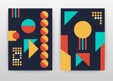 Yıllık repor için geometrik mavi sarı yuvarlak üçgen tasarım