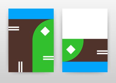 Yıllık rapor, broşür için kahverengi, yeşil, mavi elemantasarımı, 
