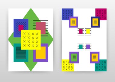 Yıllık rapor için geometrik renkli yeşil sarı mavi tasarım, b