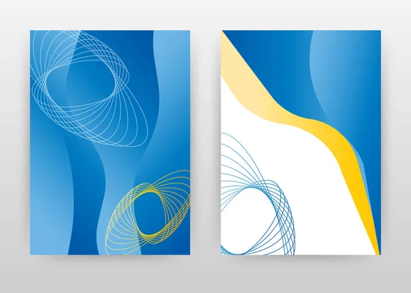 Blau-gelbes geometrisches Hintergrunddesign für Geschäftsbericht, Brosche — Stockvektor